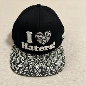 DGK I Heart Haters Snapback Hat Black Paisley Bandana Print Flat Bill Cap Mens